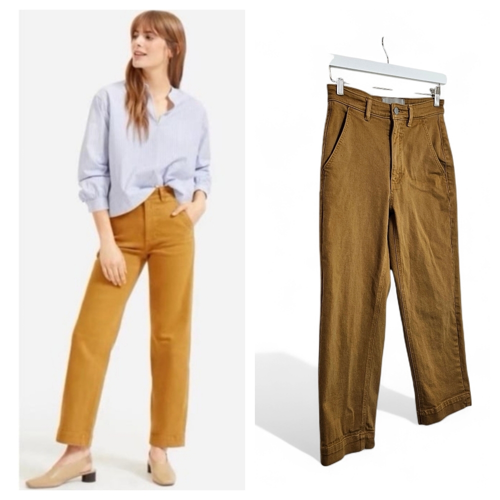 Everlane Straight Leg Crop Pants 2 High Rise Golden Brown Earth Tone